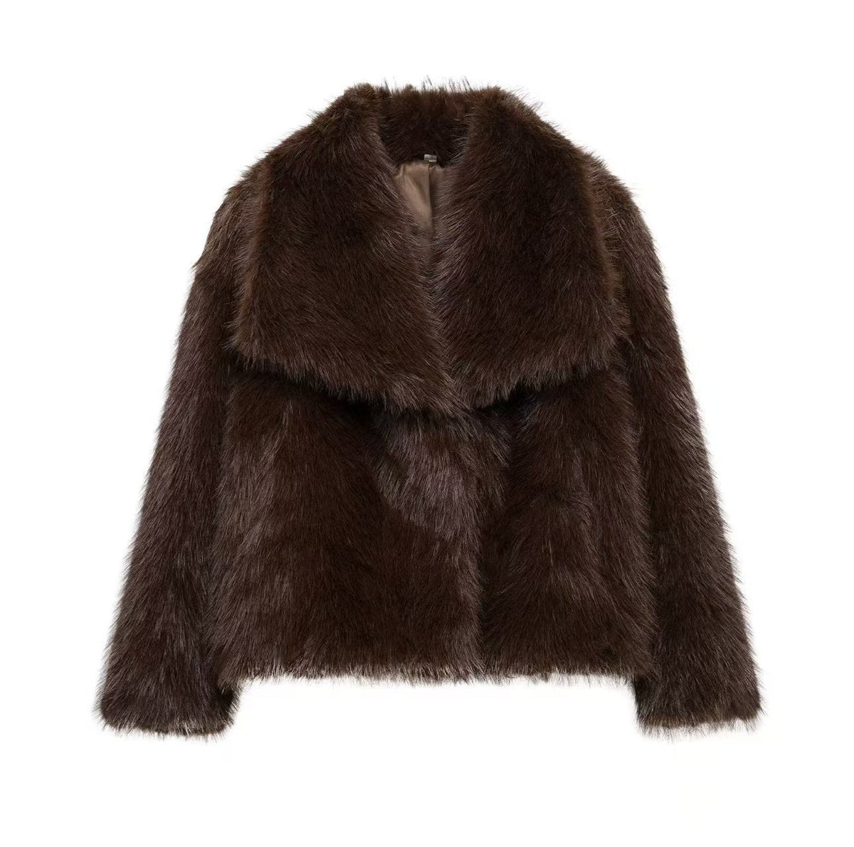 Women's Faux Fur Coat with Large Lapel Trendy